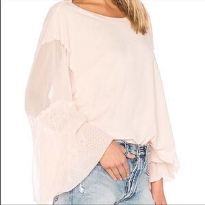 FREE PEOPLE | Still Got It Pink Top Mesh Sleeves XS